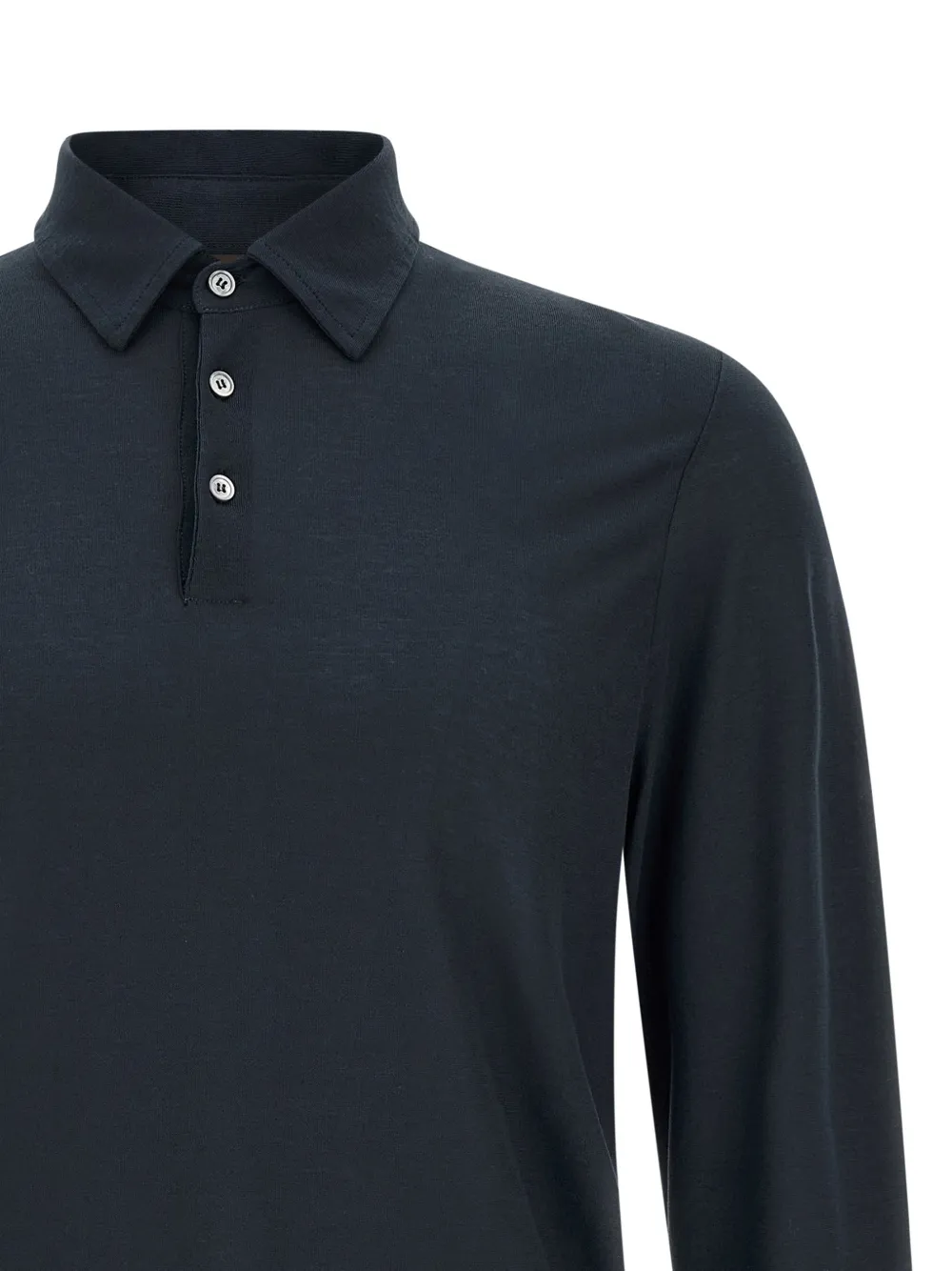  Zanone Buttoned Long-sleeve Polo Shirt - Blue 