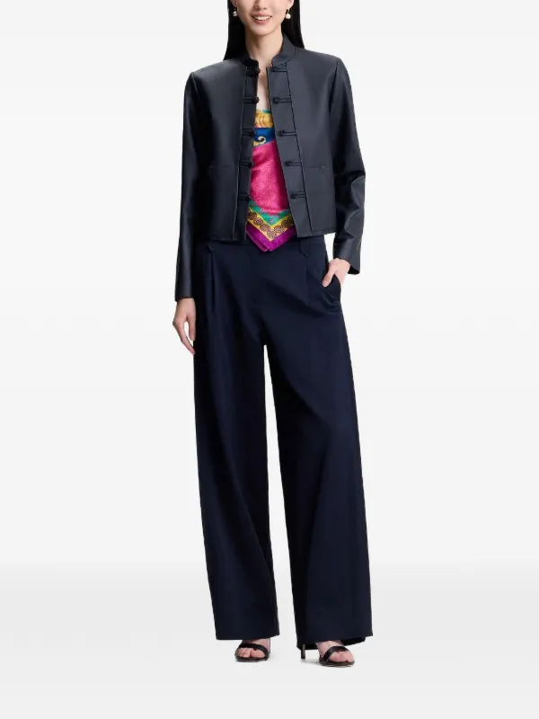 SHANGHAI TANG レザー チャイナジャケット ブラック Shanghai Tang レザージャケット | ブラック | FARFETCH JP