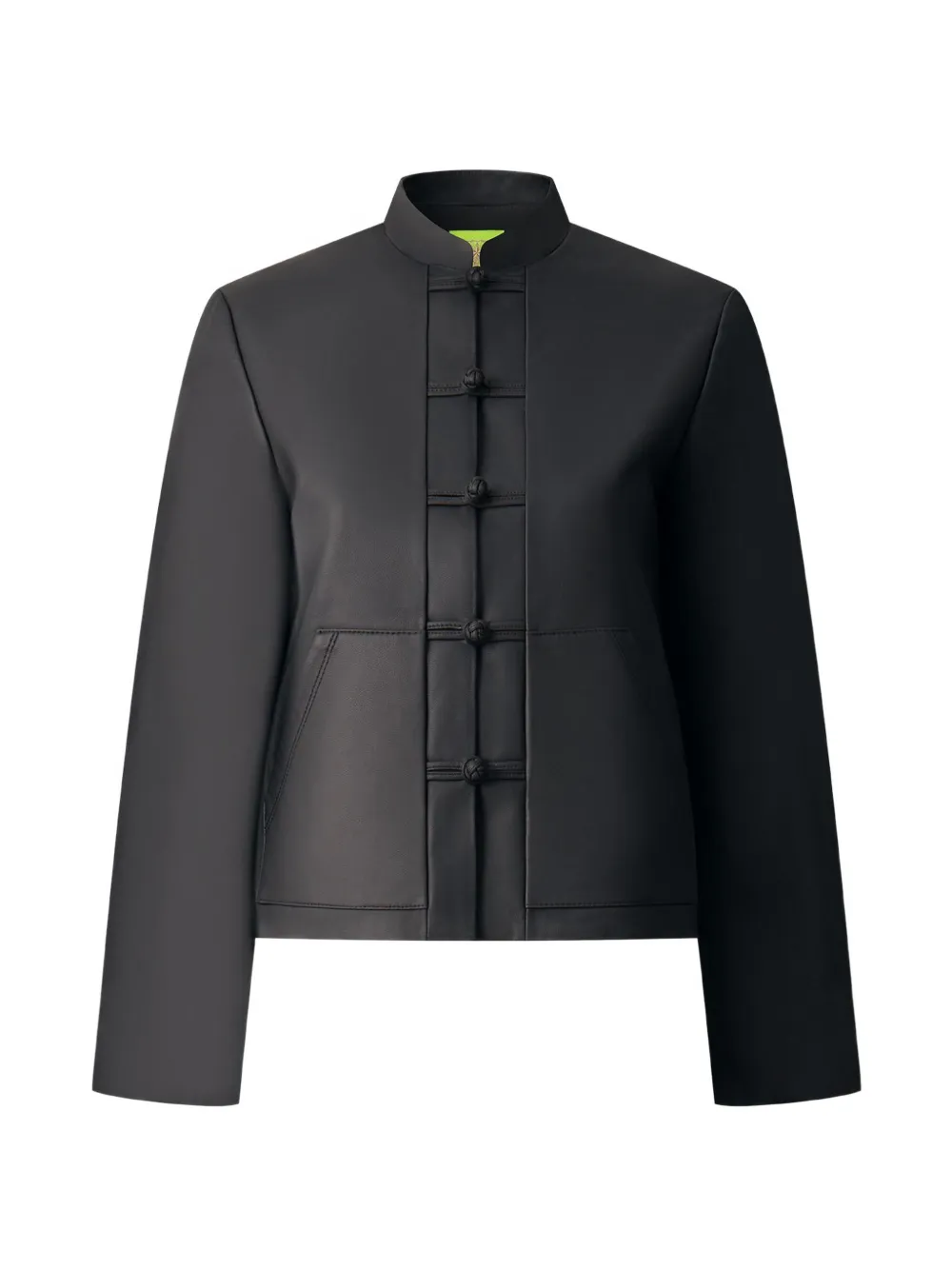 Shanghai Tang Giacca in pelle con bottoni - Nero