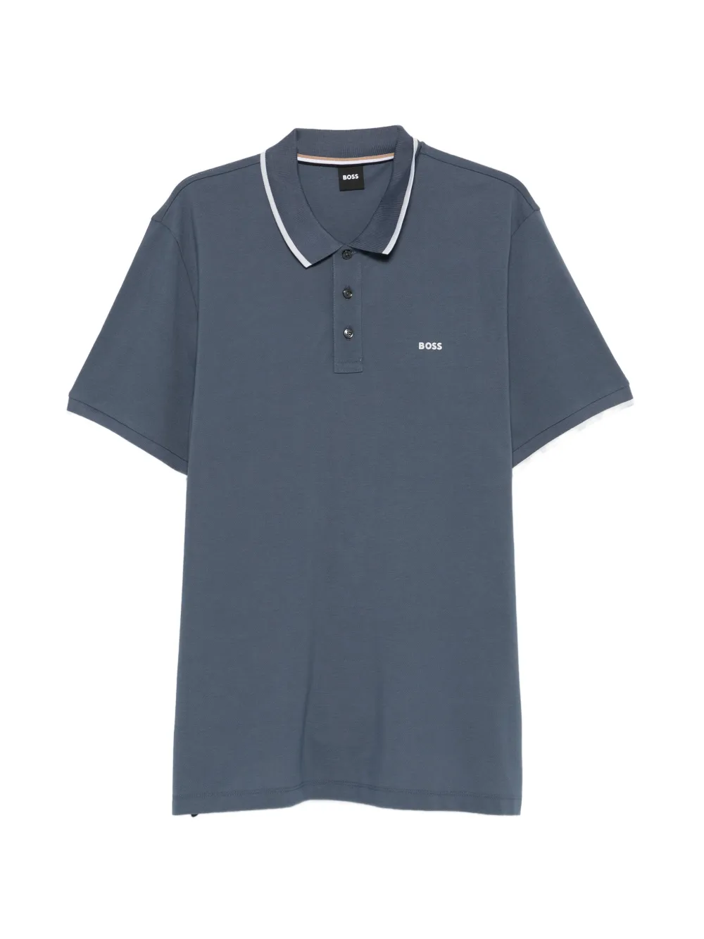 BOSS logo trim polo shirt - Blu