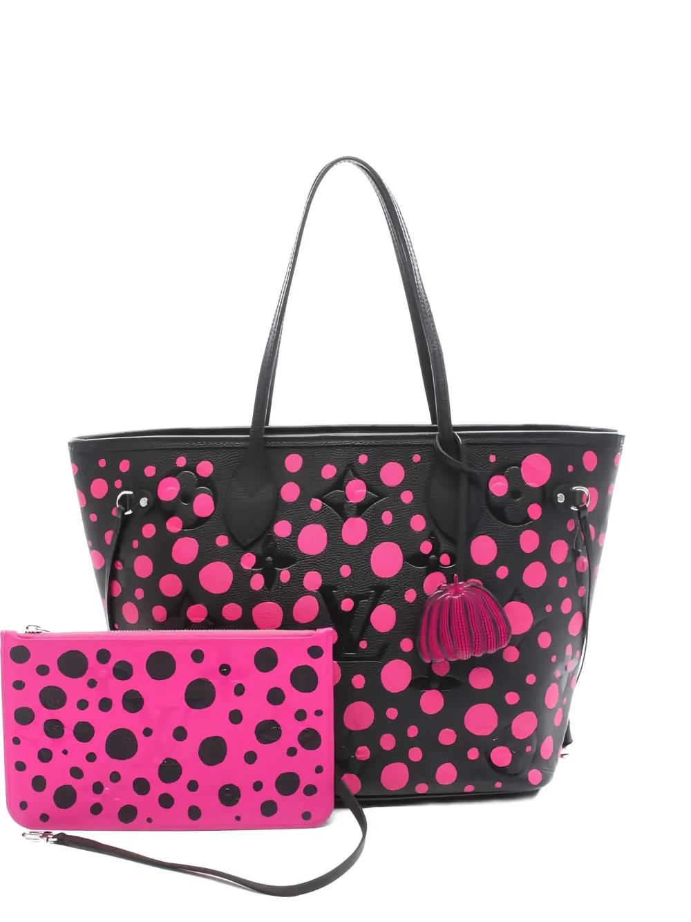 Louis Vuitton Pre-Owned x yayoi kusama 2023 Neverfull MM Monogram polka dot leather shoulder bag - Schwarz