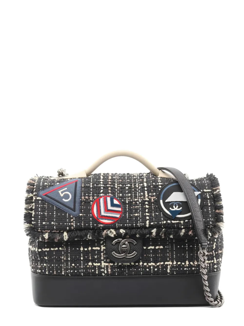 CHANEL Pre-Owned 2016 tweed chain shoulder bag - Nero