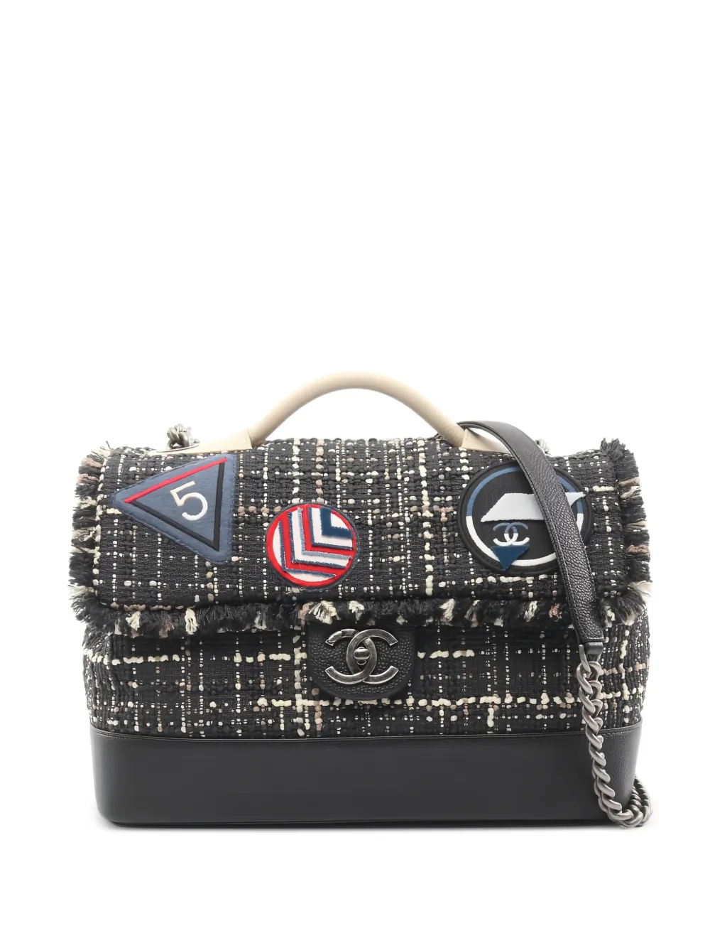 CHANEL Pre-Owned 2016 tweed chain shoulder bag - Nero