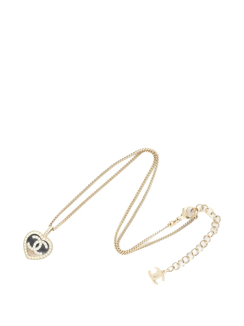 CHANEL Pre-Owned 1986 heart rhinestone necklace - Oro