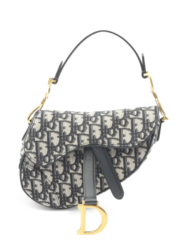 Dior Pre-owned Mini Saddlebag Jacquard Bag in Blue