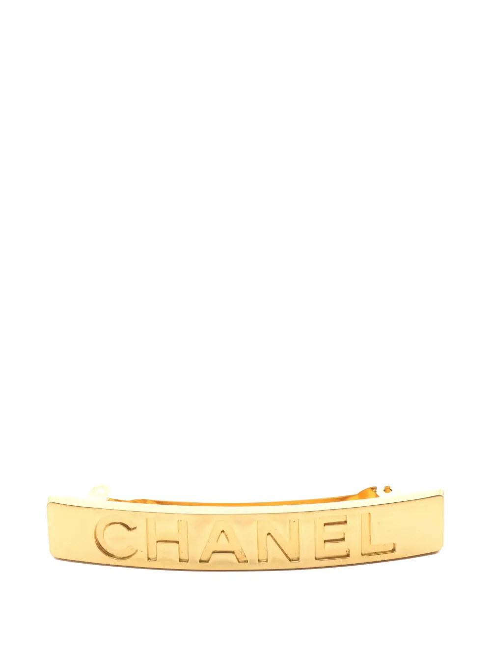 CHANEL Pre-Owned 1986-1988 engraved-logo hair clip - Oro