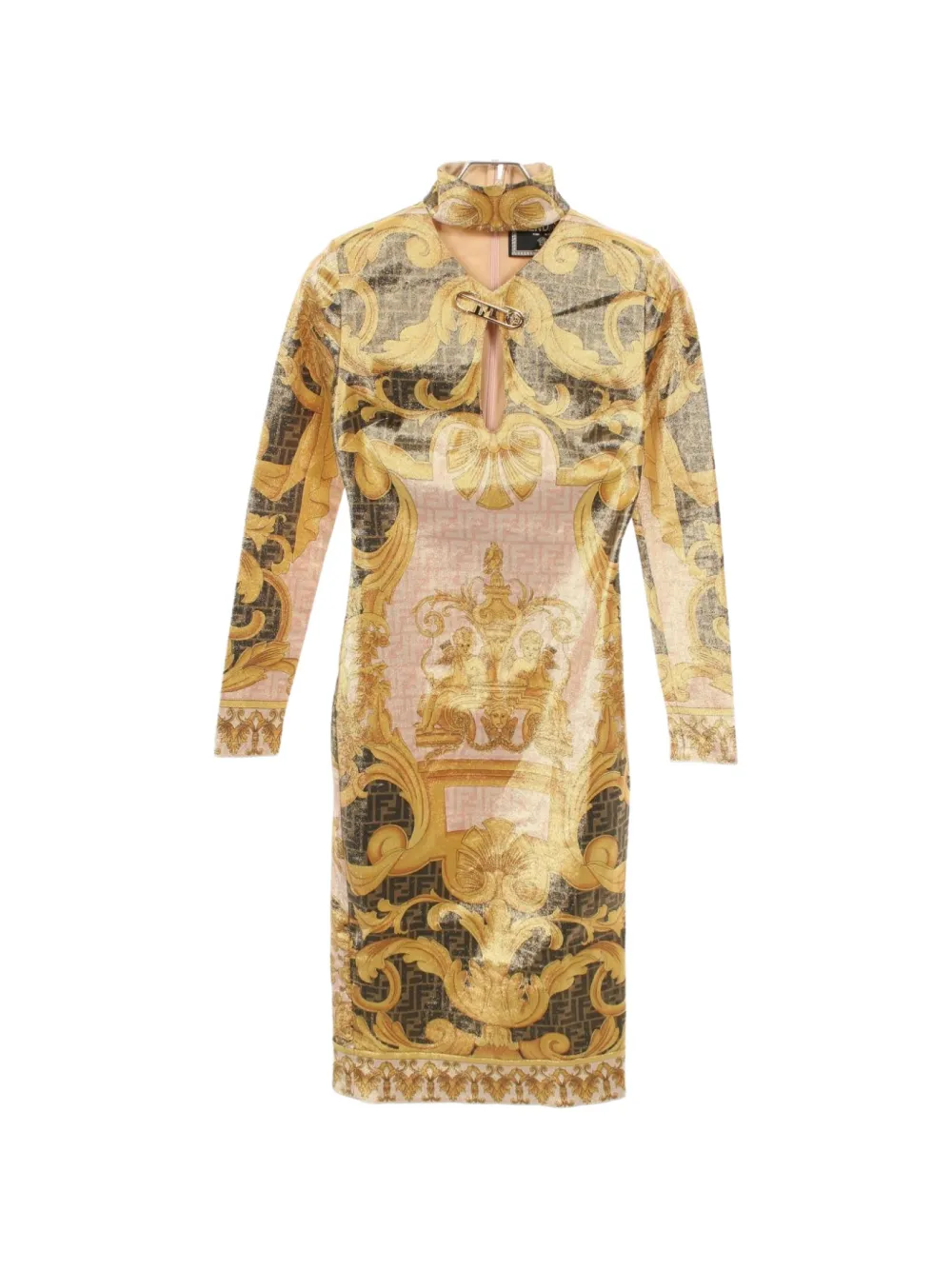 Fendi Pre-Owned 2010s Fendace baroque-print dress - Gold