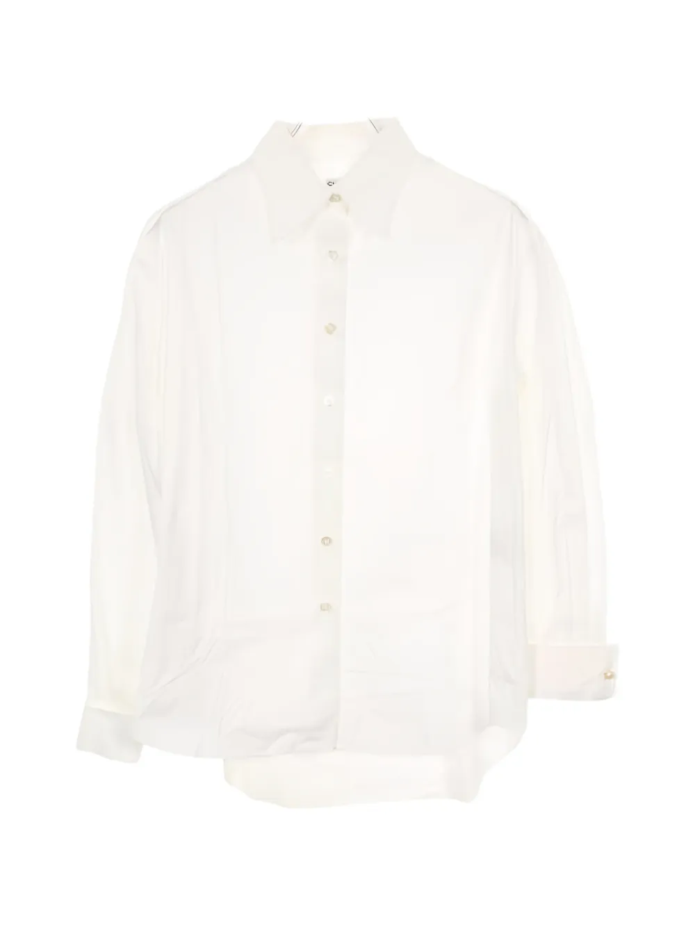 Pre-owned Chanel 1986-1988 Coco Mark Pearl Button Shirt In White