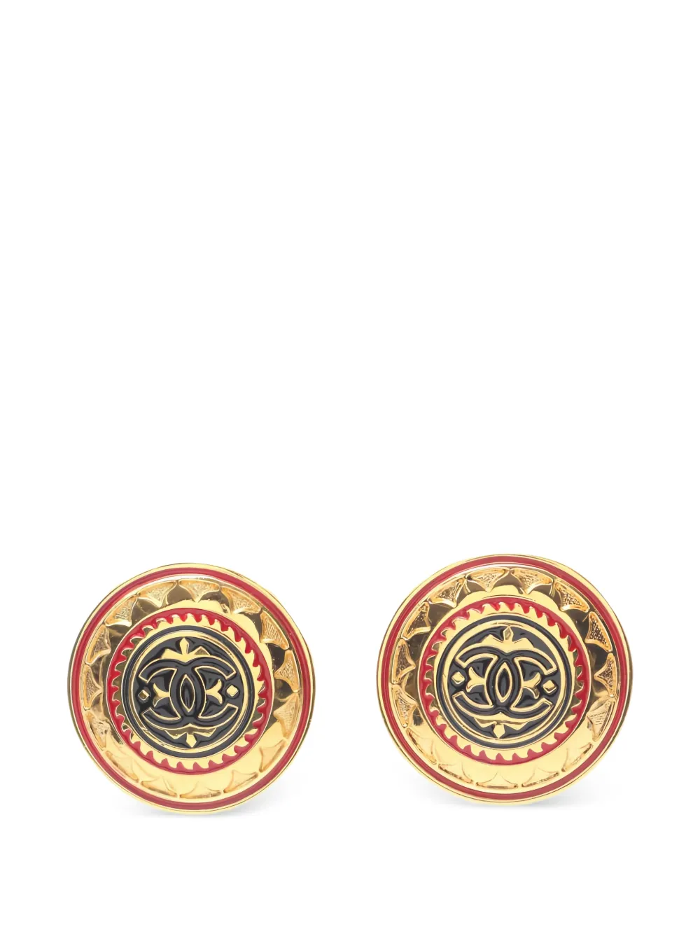 CHANEL Pre-Owned 1986 Cocomark round earrings - Oro