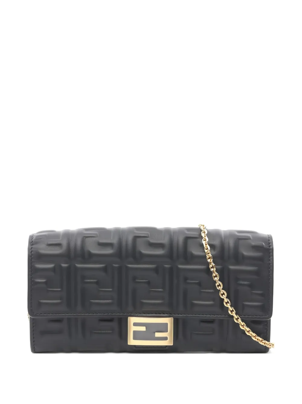 Fendi Pre-Owned 2020s Baguette FF motif-embossed leather mini bag - Nero