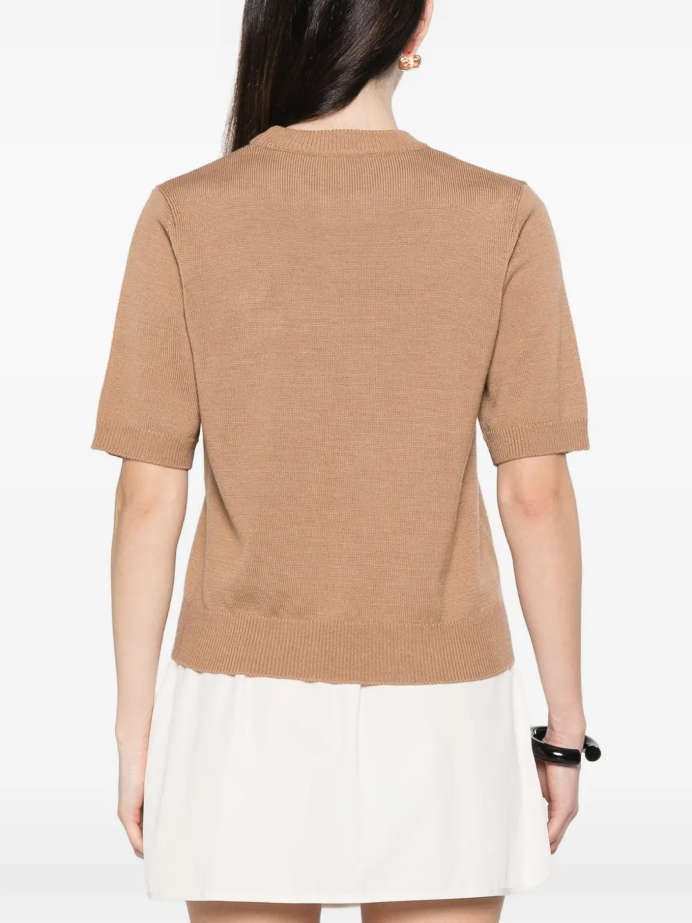 GANNI Trui met bloemapplicatie en korte mouwen Beige