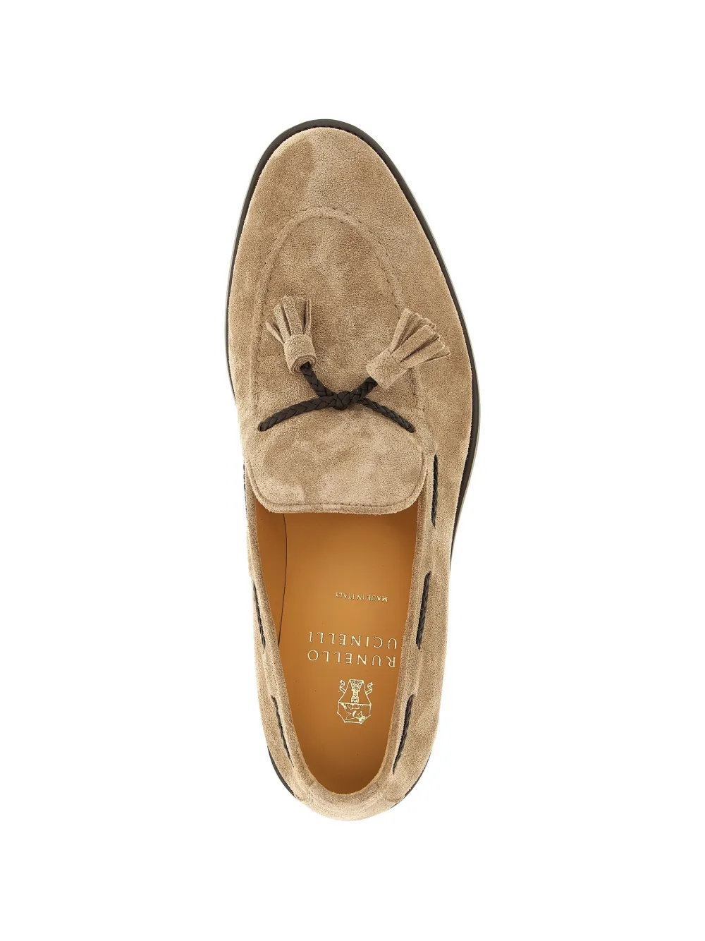 Brunello Cucinelli woven leather tassel loafers Beige