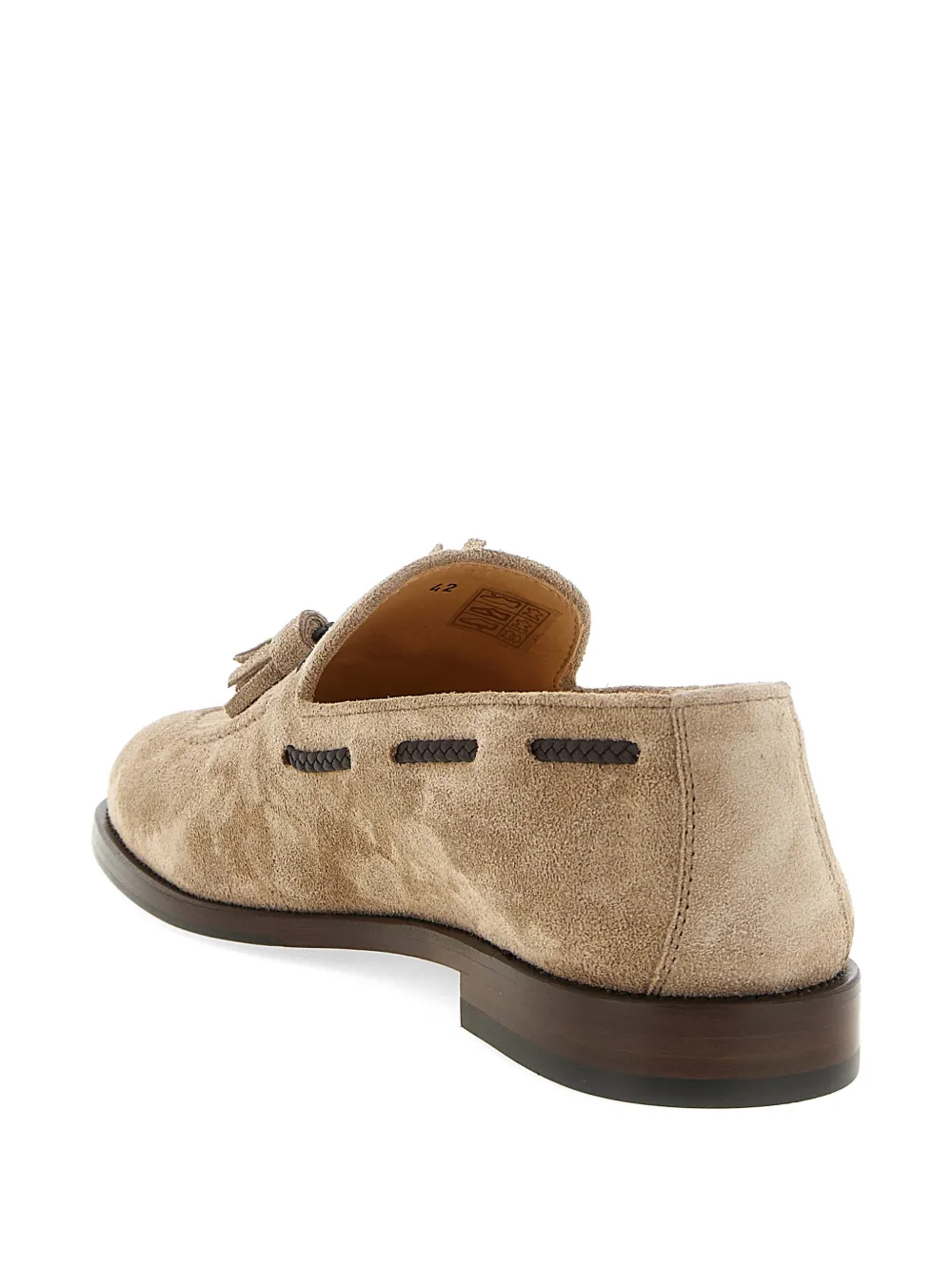 Brunello Cucinelli woven leather tassel loafers Beige