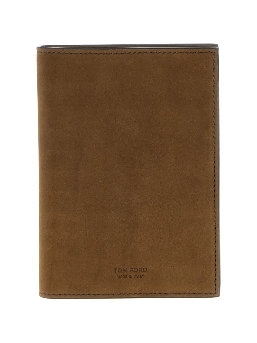 TOM FORD embossed folding leather passport holder - Marrone