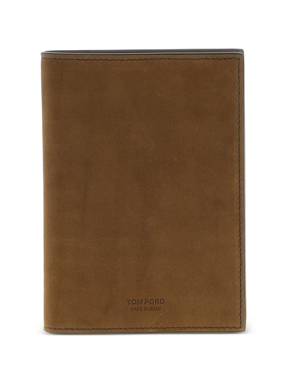 TOM FORD embossed folding leather passport holder - Marrone