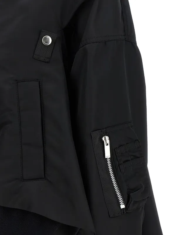 Sacai アシンメトリーヘム リブジャケット | ブラック | FARFETCH JP
