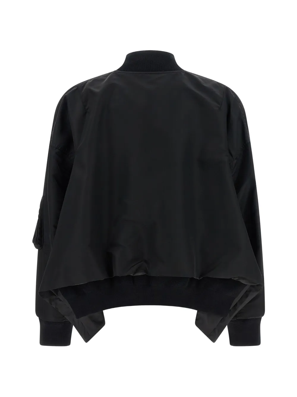  Sacai Ribbed Asymmetric-hem Jacket - Black 