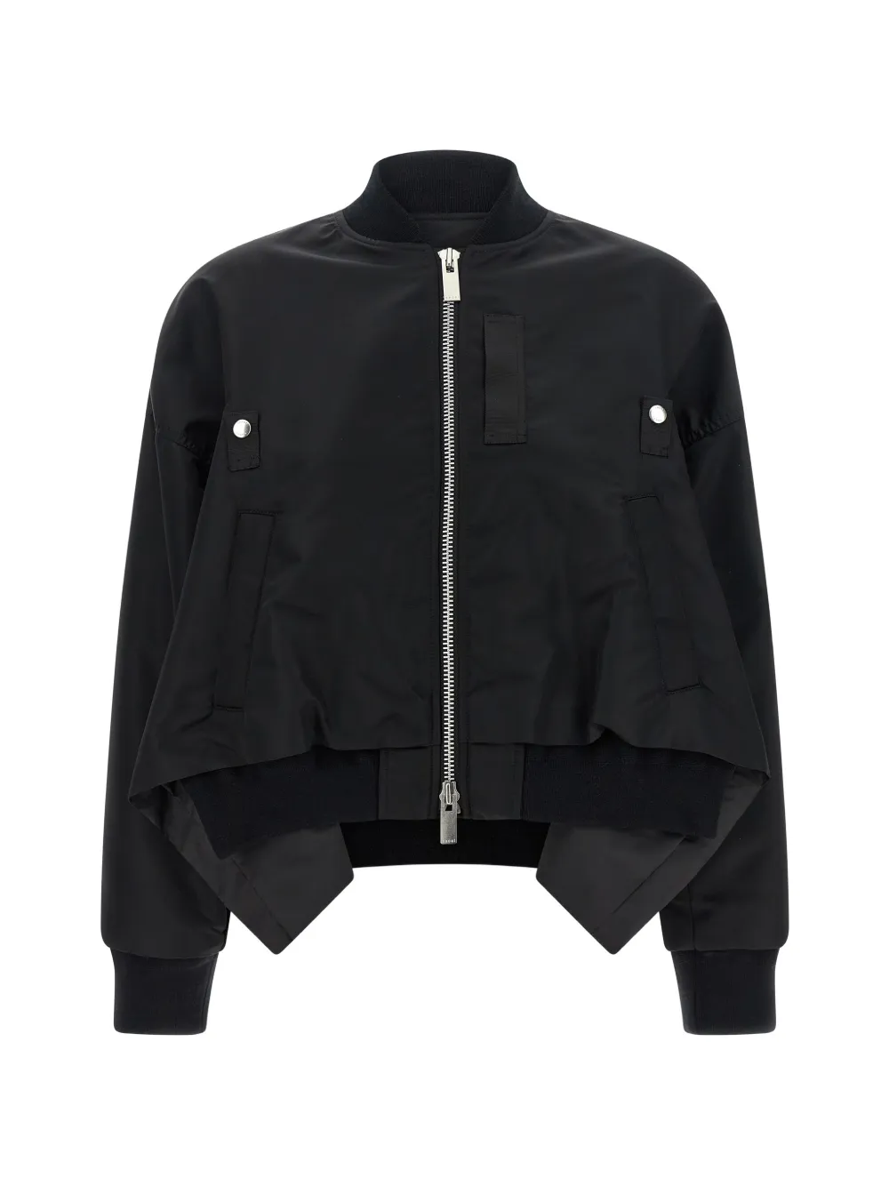 sacai ribbed asymmetric-hem jacket - Nero