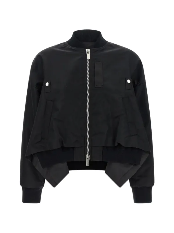 Sacai アシンメトリーヘム リブジャケット | ブラック | FARFETCH JP