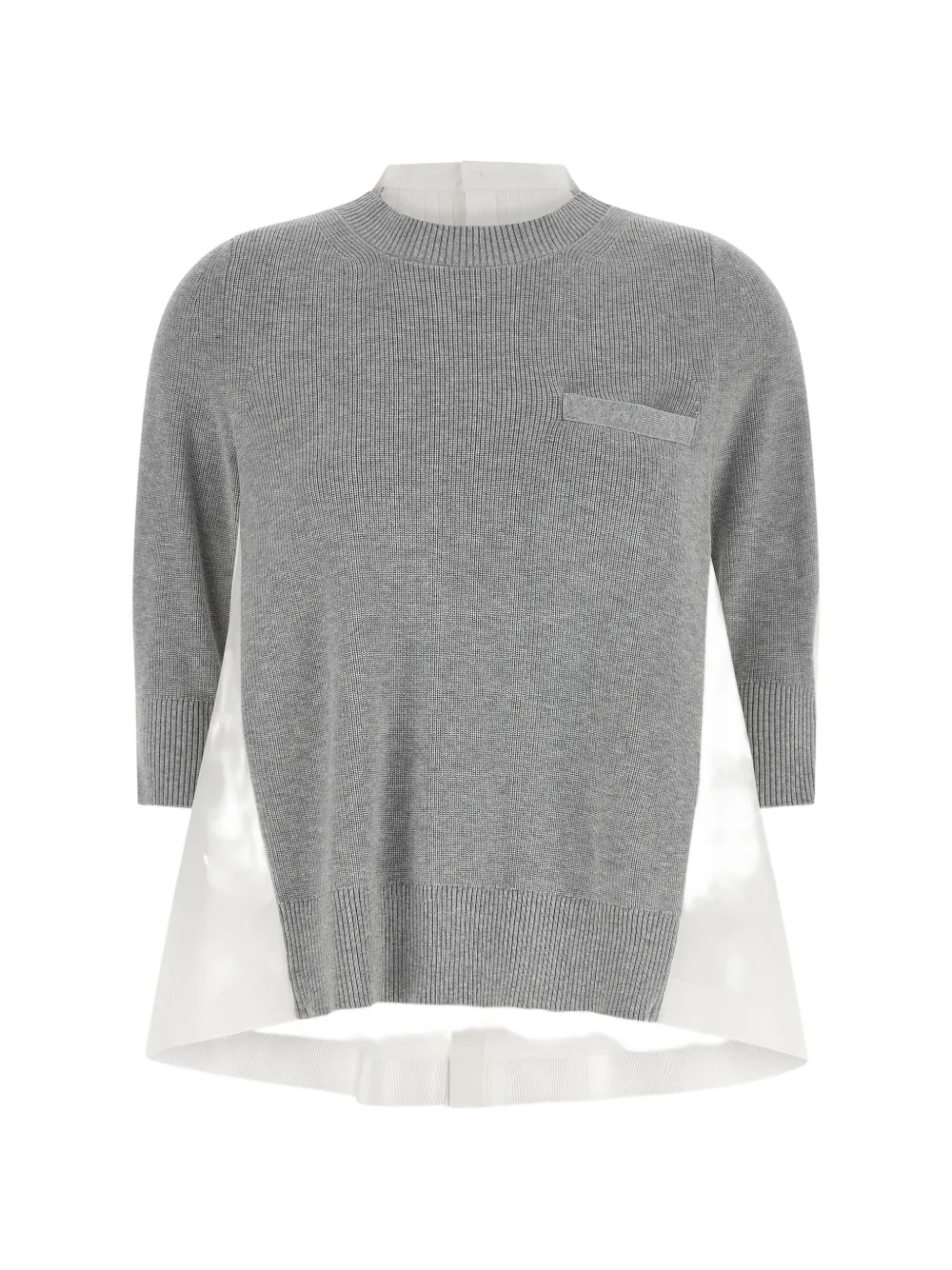 sacai asymmetric crew-neck sweater - Grigio