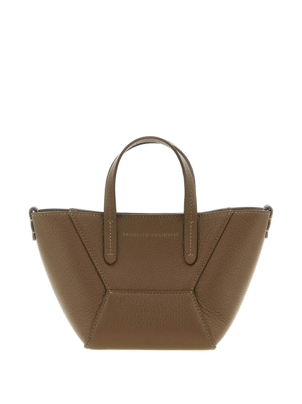 Brunello Cucinelli BC Duo leather mini tote bag - Marrone
