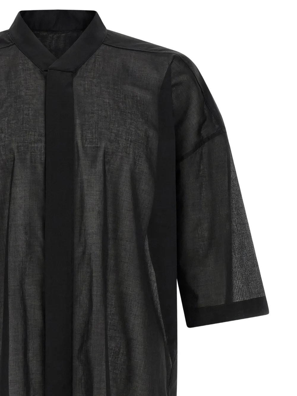 Rick Owens Jumbo Faun overhemd met hoge hals en korte mouwen Zwart