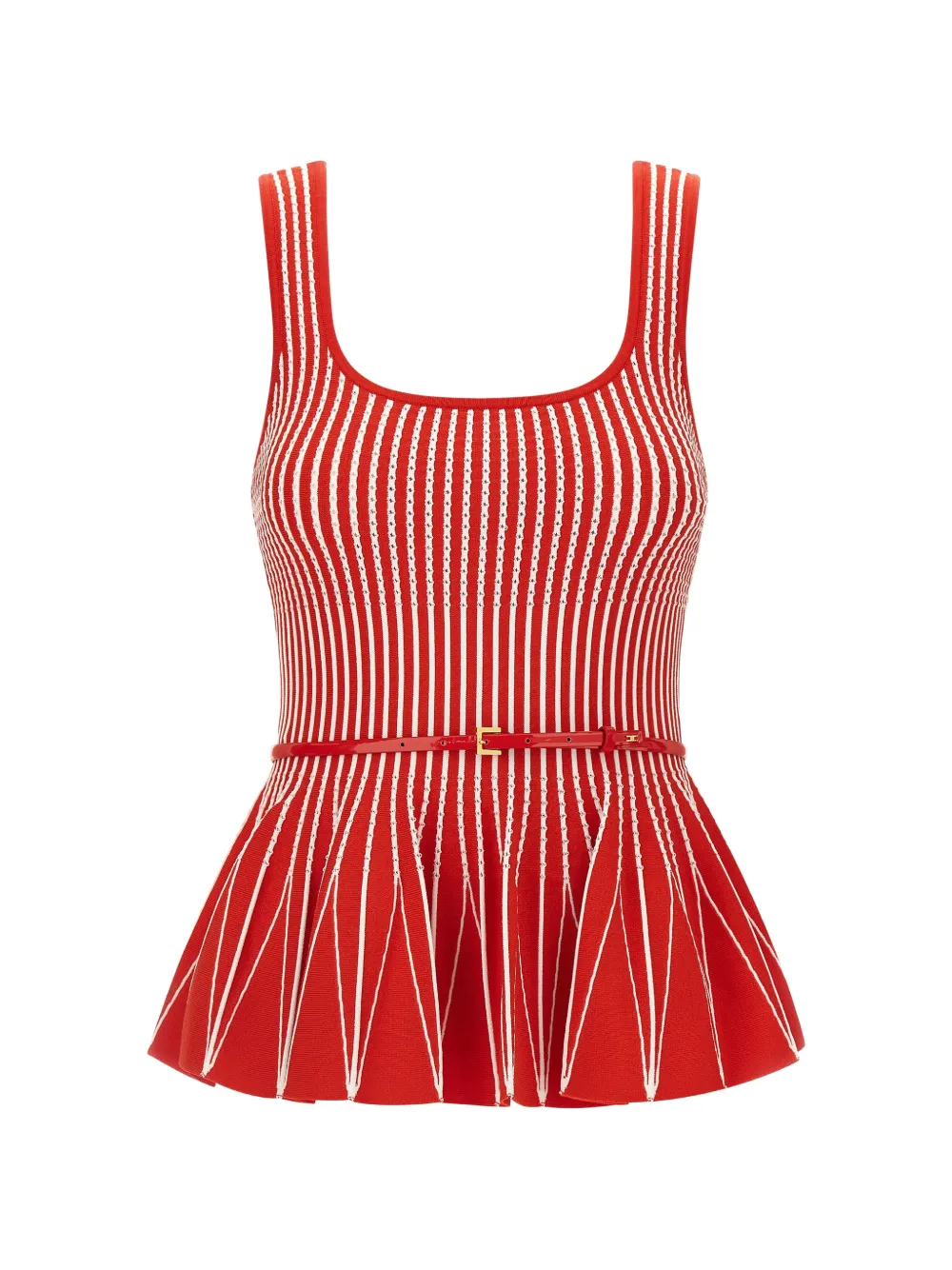 Elisabetta Franchi striped pleated top - Rosso