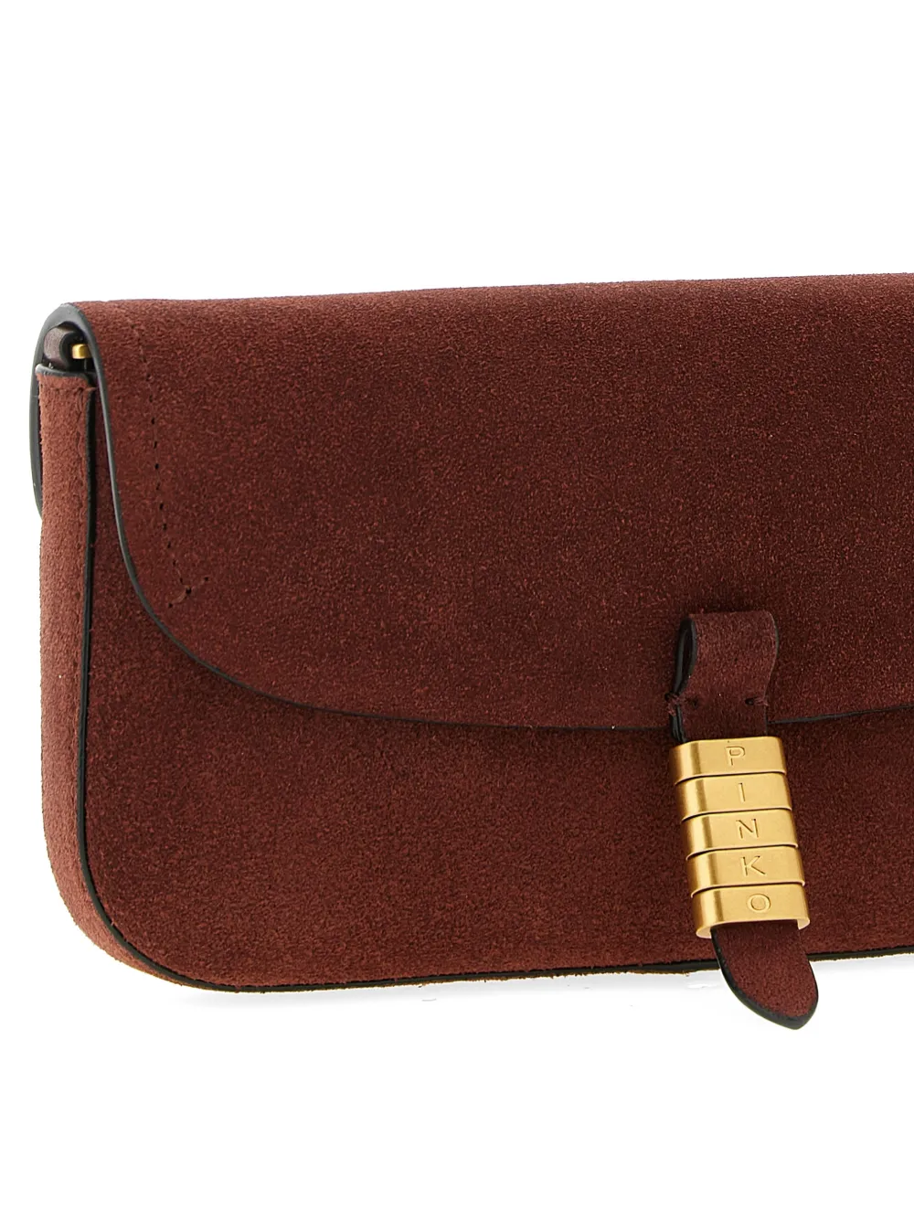 PINKO Saddle Flat medium suède schoudertas Rood