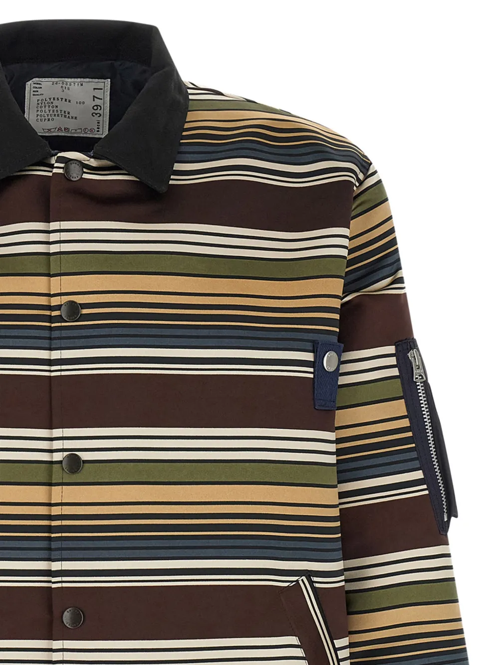  Sacai Striped Bomber Jacket - Brown 