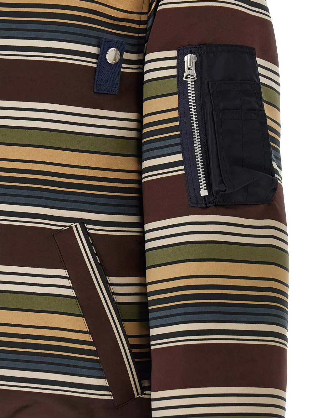 sacai Gestreept bomberjack Bruin