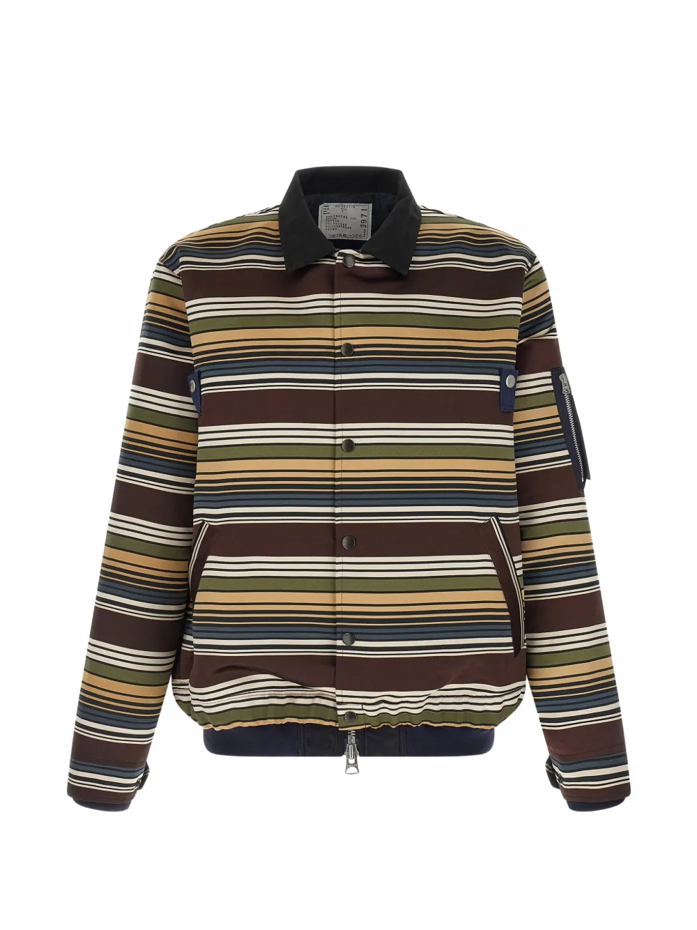 sacai striped bomber jacket - Marrone