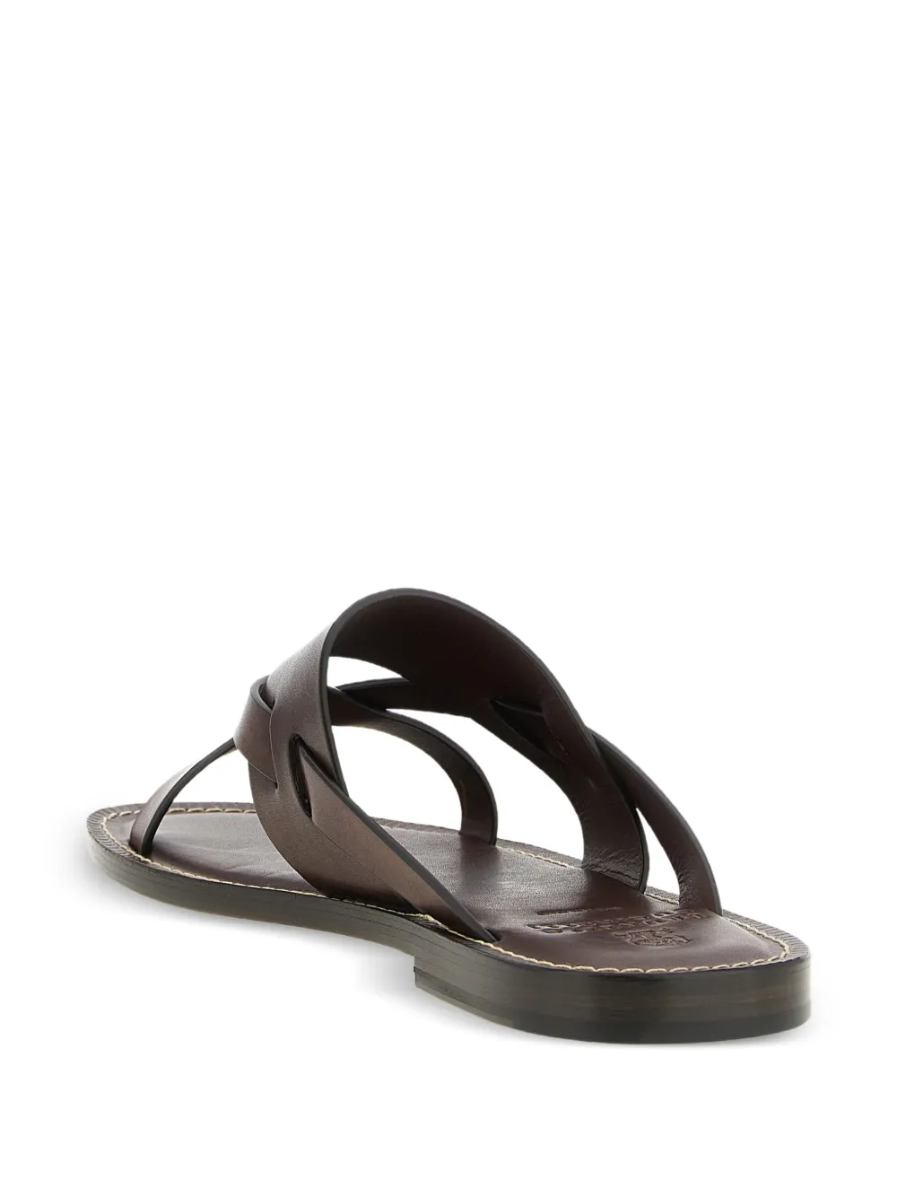  Brunello Cucinelli Criss-cross Leather Sandals - Brown 