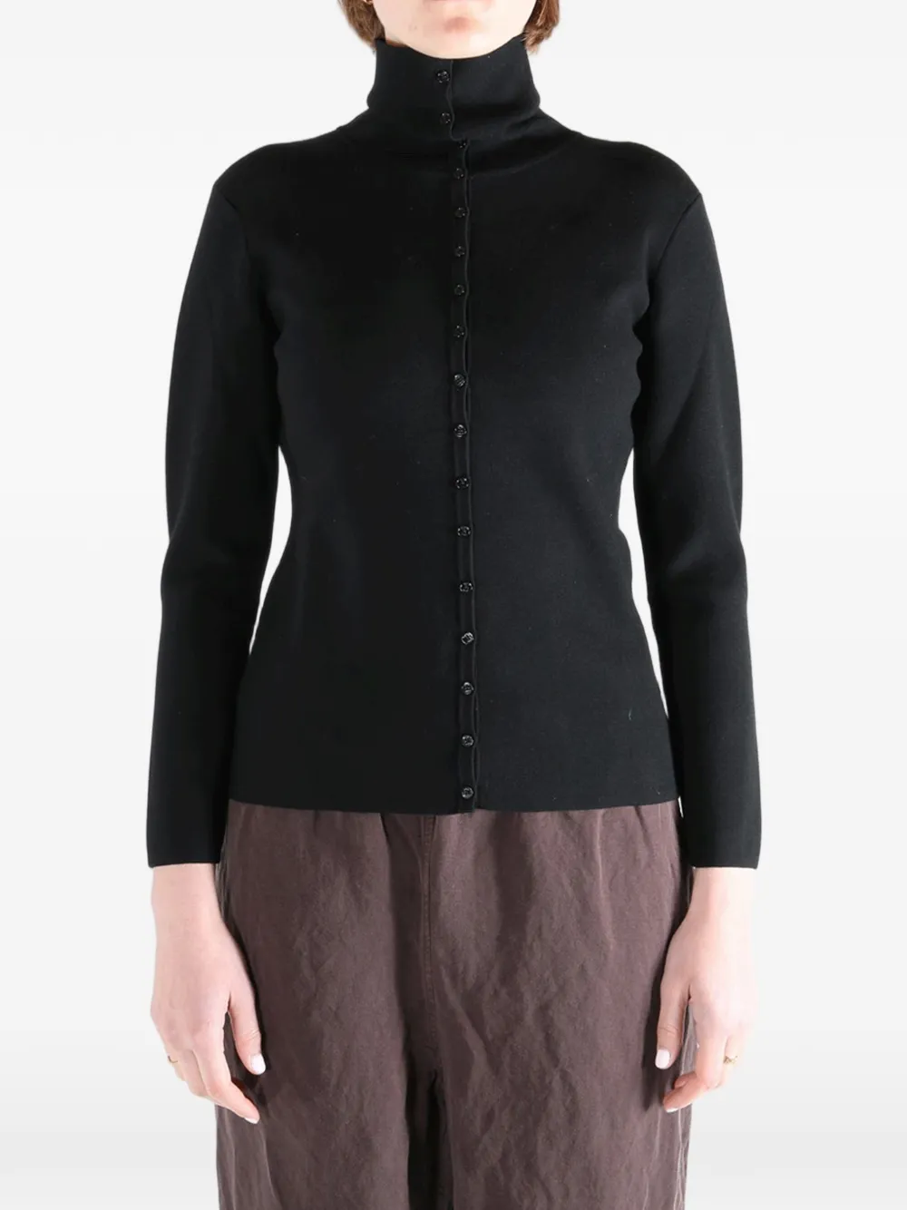  Toteme Buttoned Roll-neck Cardigan - Black 