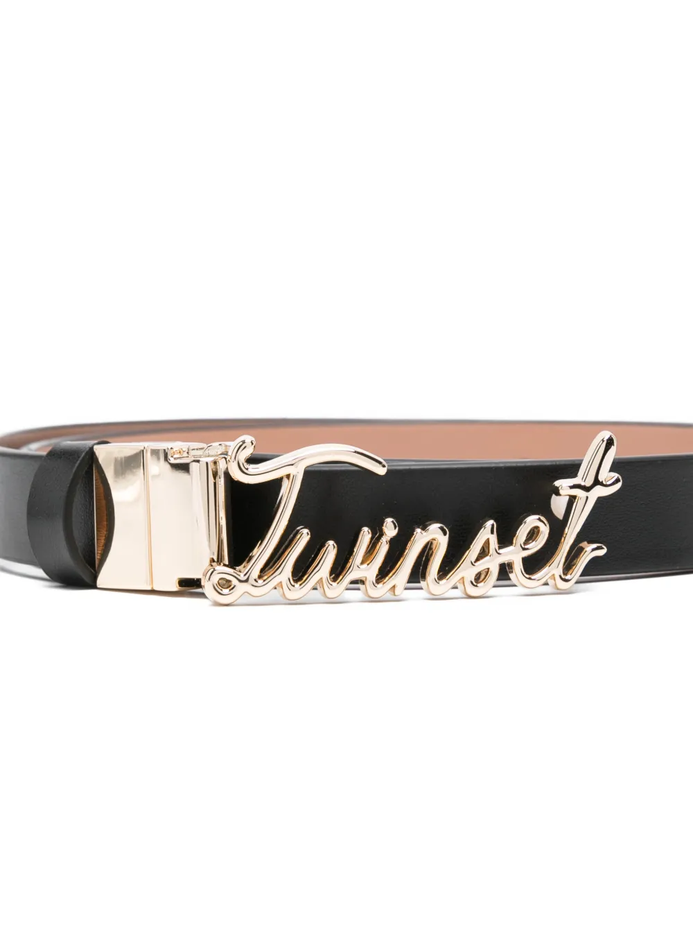 TWINSET Omkeerbare riem met logo Zwart