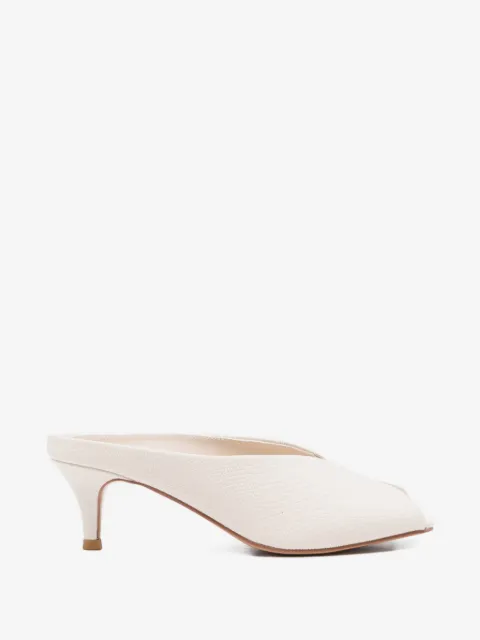 TWINSET peep-toe leather heeled mules