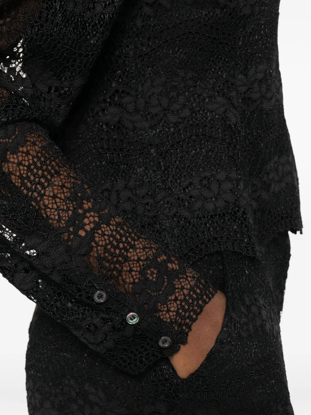 TWINSET Gewelfde blouse met kant Zwart