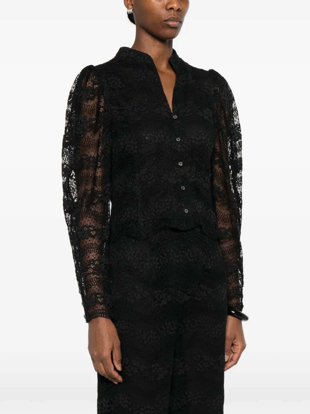  Twinset Lace Scalloped Blouse - Black 