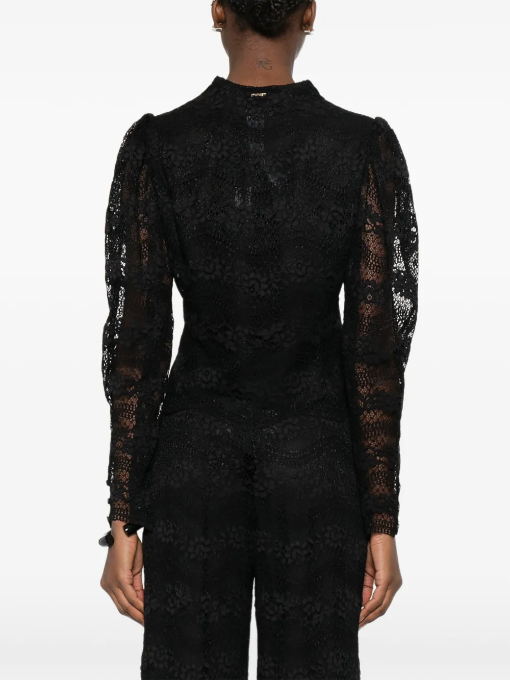 TWINSET Gewelfde blouse met kant Zwart
