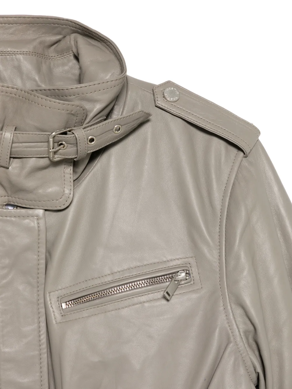 Gestuz Leva Leather Jacket In Gray