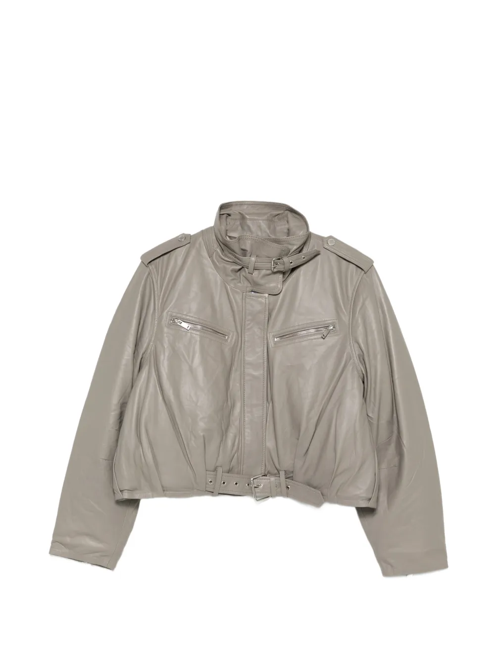 Gestuz Leva Leather Jacket In Gray