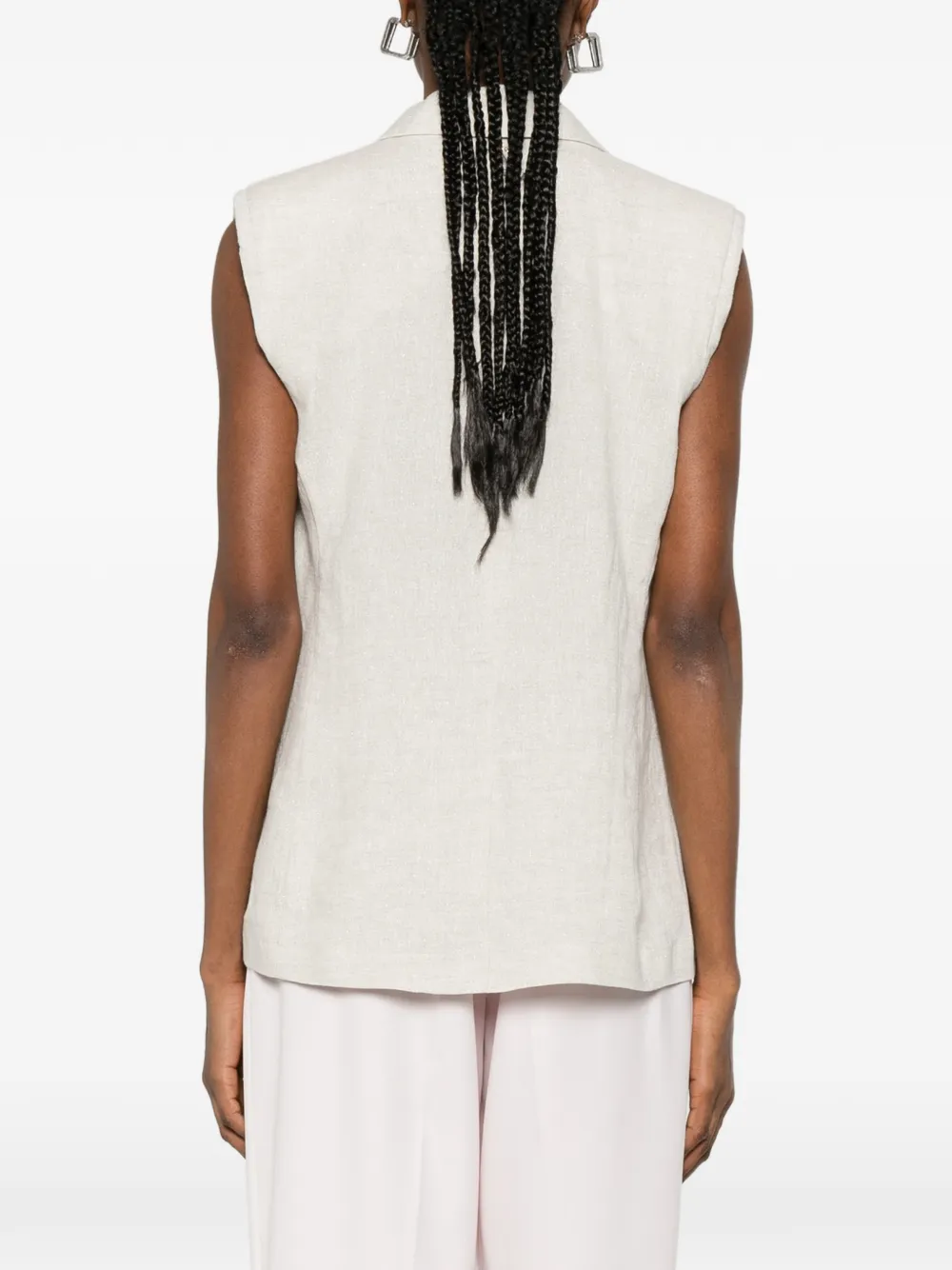 TWINSET Gilet met enkele rij knopen en klepzak Beige