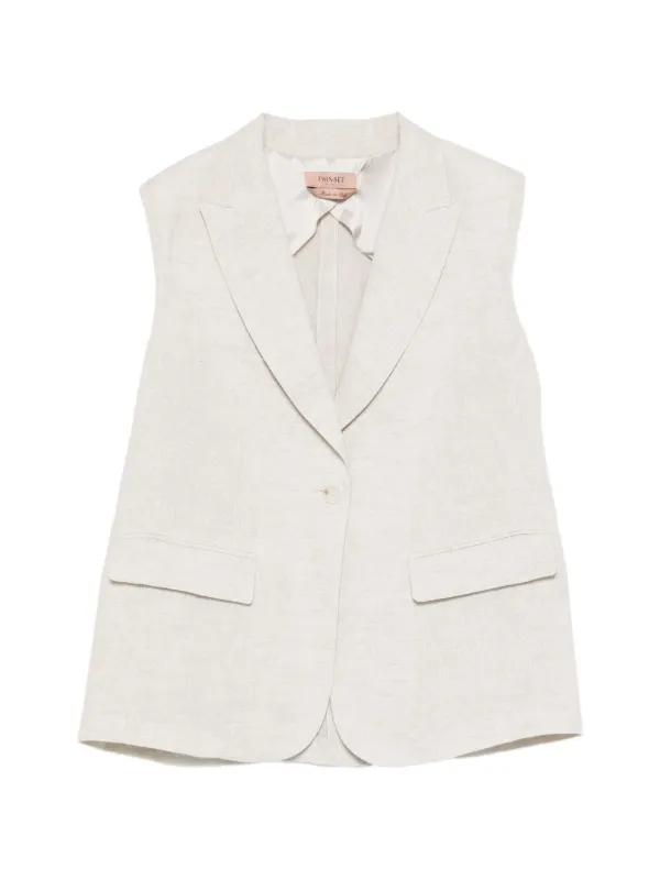 TWINSET flap-pocket single-breasted Gilet | Neutrals | FARFETCH