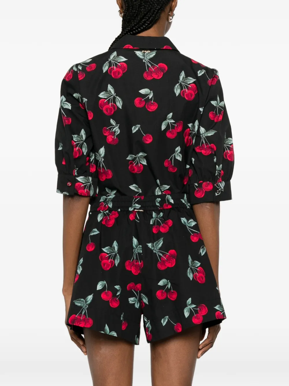 TWINSET Blouse met kersenprint en knoopsluiting Zwart
