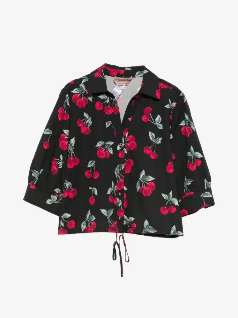 TWINSET cropped poplin shirt with cherry print