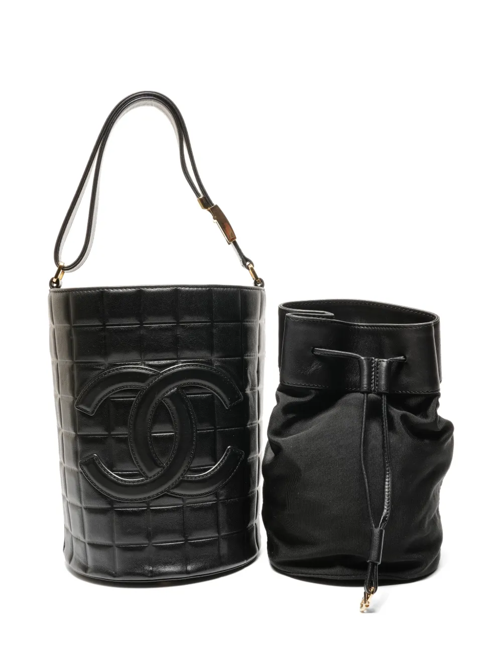 CHANEL Pre-Owned 2002-2003 Choco Bar logo-detail bucket bag - Nero