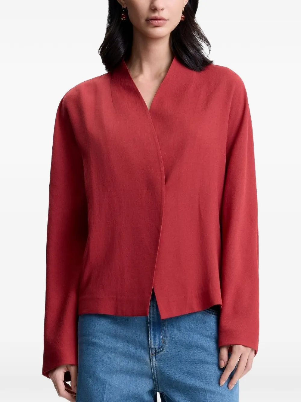  Shanghai Tang Wrap Belted Jacket - Red 