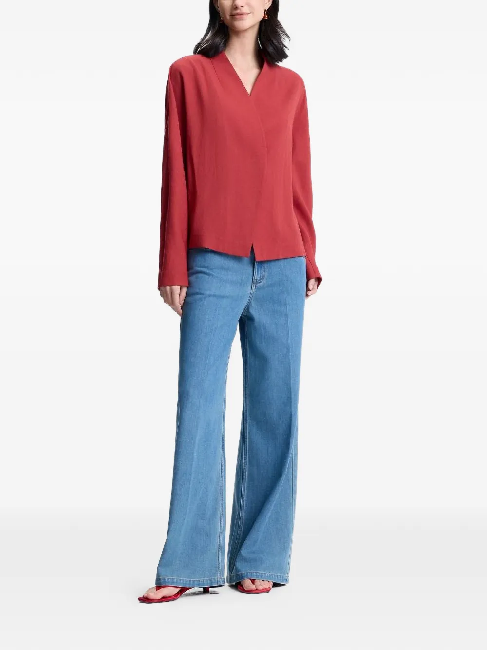  Shanghai Tang Wrap Belted Jacket - Red 