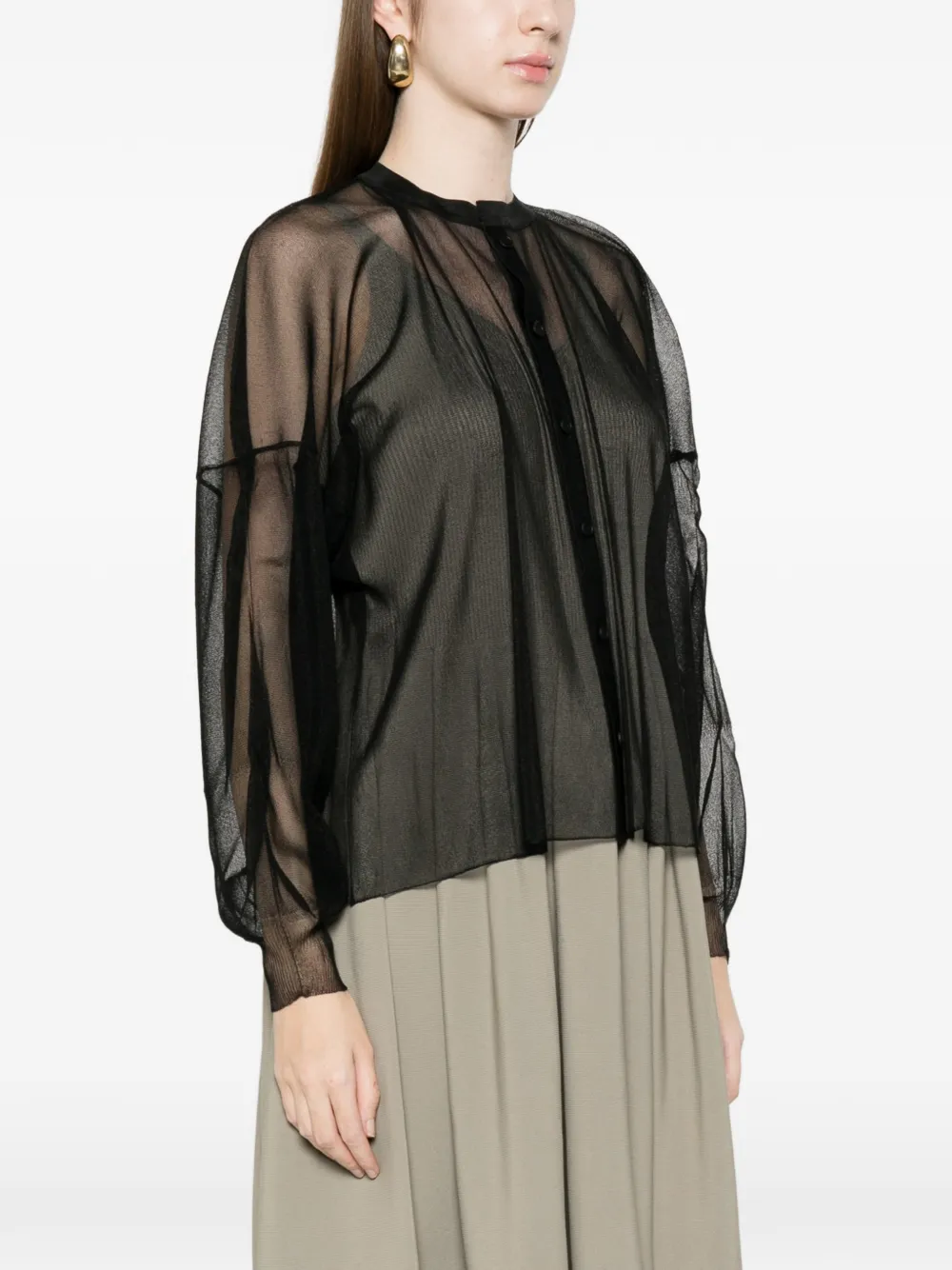  Cfcl Cascade Lucent Buttoned Panelled Top - Black 