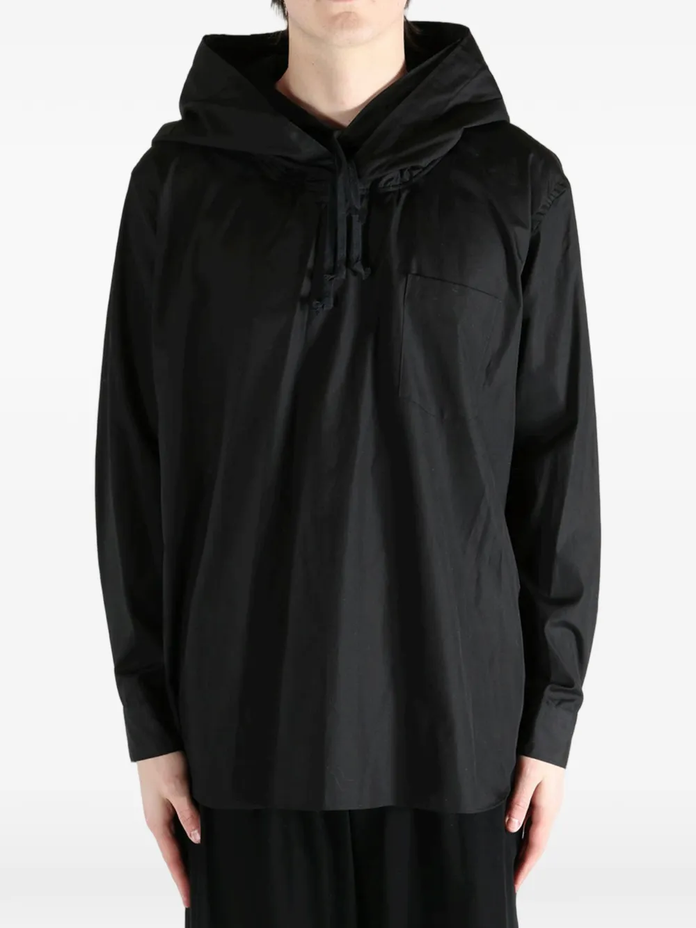 Comme Des Garçons Homme Plus Drawstring Hooded Shirt | Black