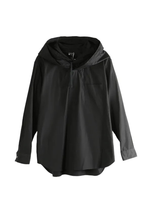 Comme Des Garçons Homme Plus Drawstring Hooded Shirt | Black